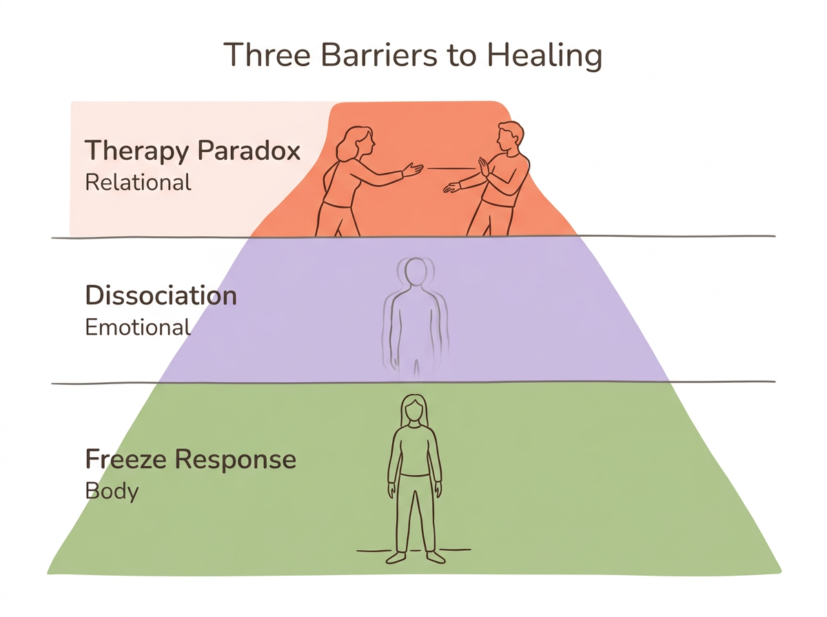Diagram: Three Barriers to Healing Disorganized Attachment