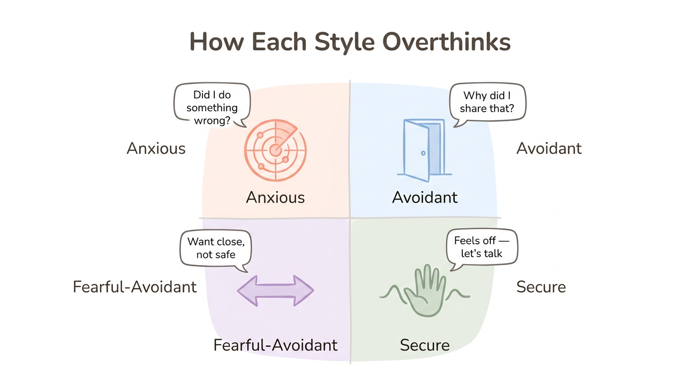 Diagram: Attachment Style Overthinking Patterns